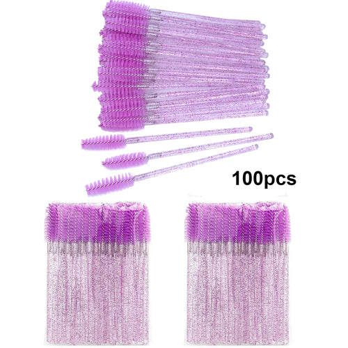 100pcs Disposable Eyelash Brushes Spoolies Micro Lash Mascara Wands