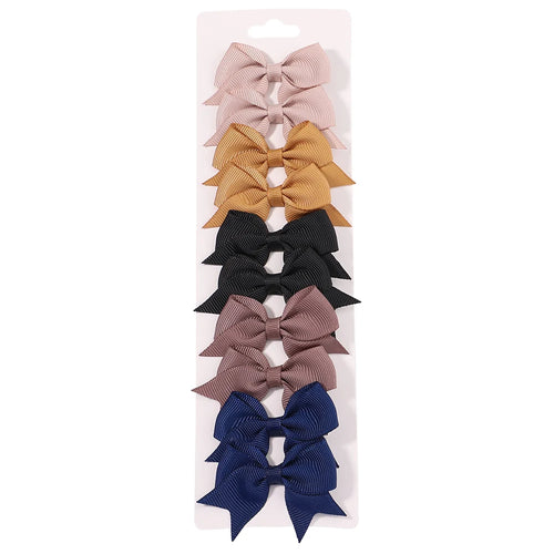 10Pcs/Set New Cute Solid Ribbon Bowknot Hair Clips for Baby Girls