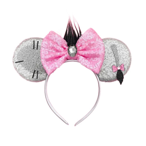 2023 New Style Mickey Minnie Ear Headband Sequin Bows Girl Adult Kids