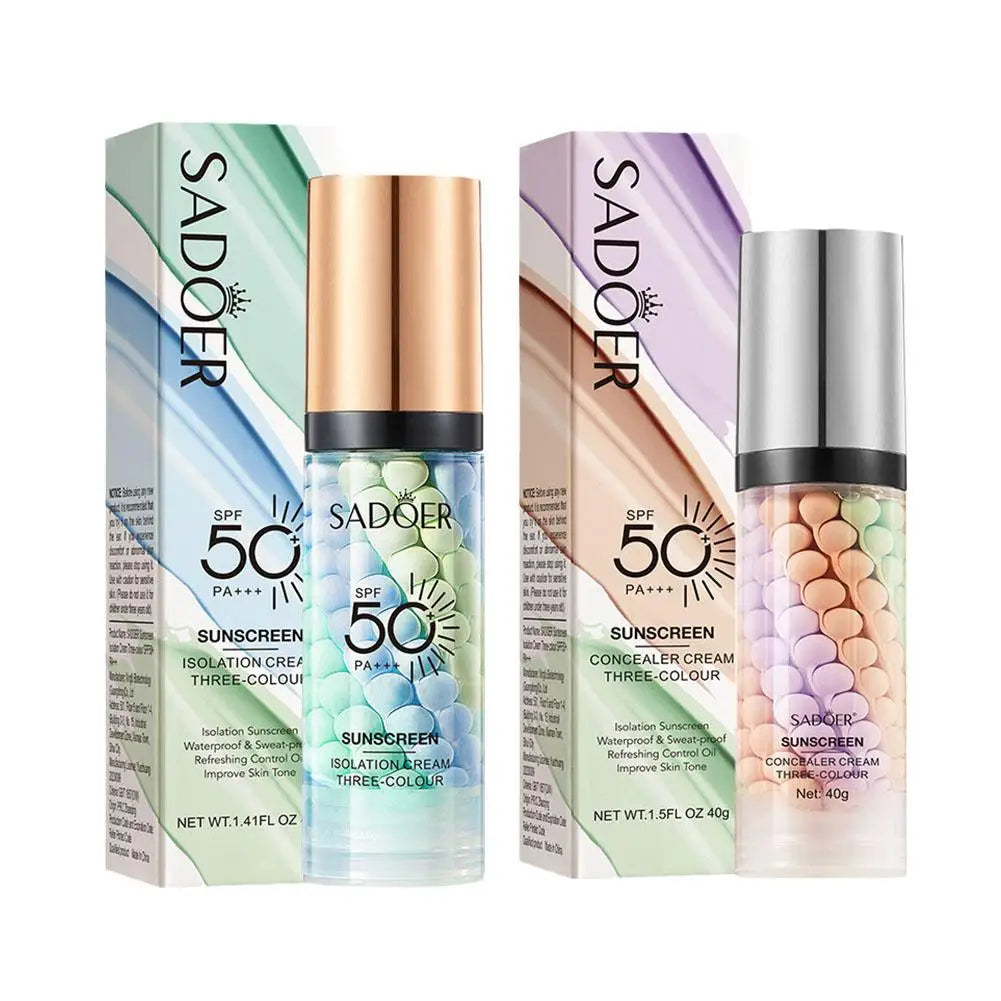 Face Makeup Primer Tri-color Cream Contour Color Isolation Waterproof