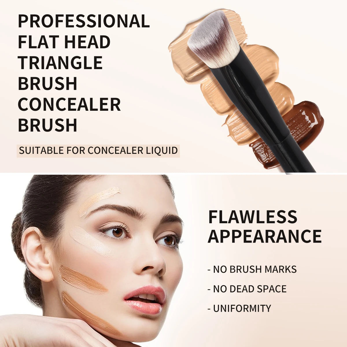 MAANGE 2PCS Flawless Makeup Brush Flat/Angle Foundation Contour Brush