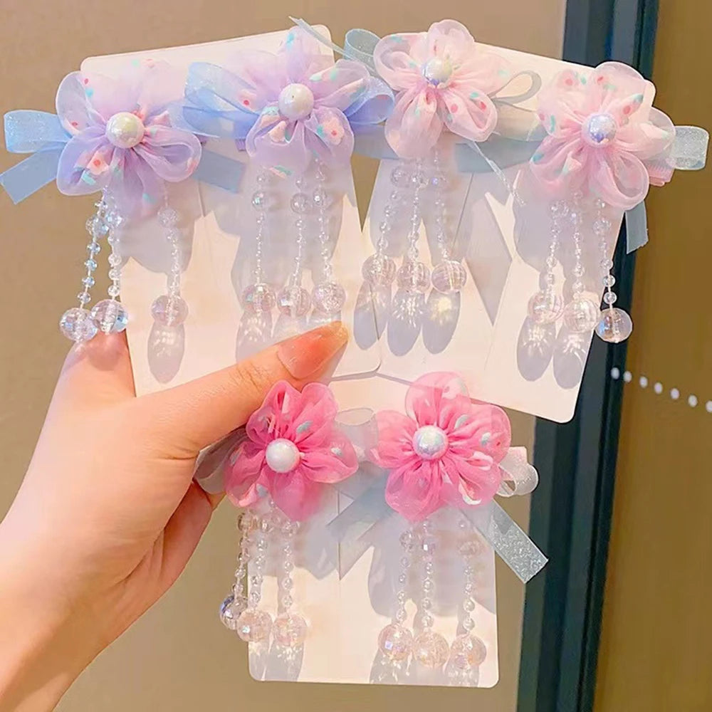Children's Hanfu Headdress Flower Tassel Ancient Style Clip Hair