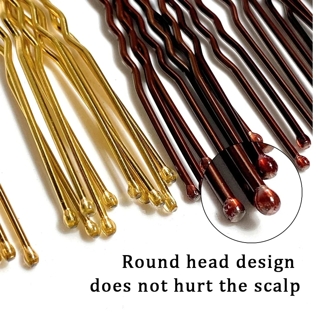 50pcs Women Girls U Shaped Hairpins For Bun Metal Hairdressing Bobby
