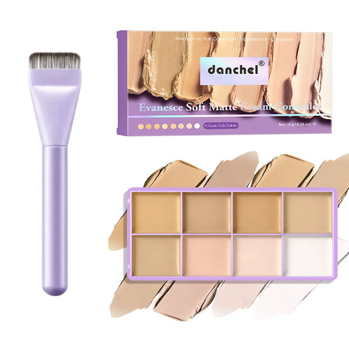 8 Shade Soft Matte Cream Concealer Palette Full Coverage Fade Dark
