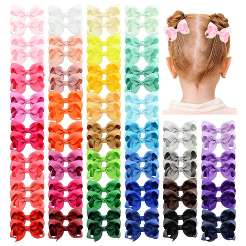 20/30/40Pcs 3" Handmade Hair Bows for Girls Clips Grosgrain Ribbon
