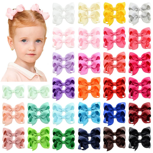 20/30/40Pcs 3" Handmade Hair Bows for Girls Clips Grosgrain Ribbon
