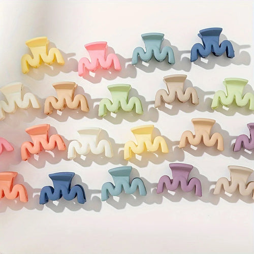 20 Pcs/bag Solid Color Matte Hollow Hair Claw Clip Candy Color Catch
