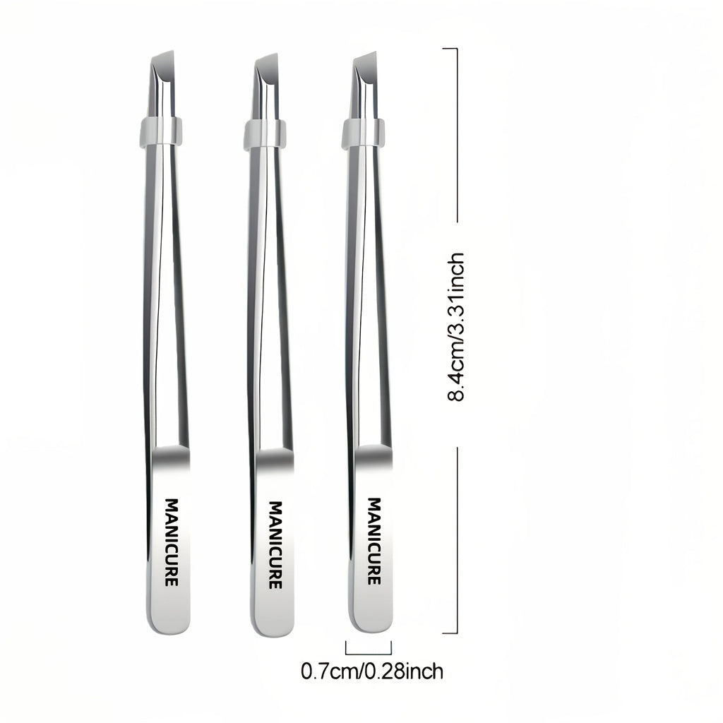 Stainless Steel Slant Tip Tweezers Suitable for Eyebrow Mustache &