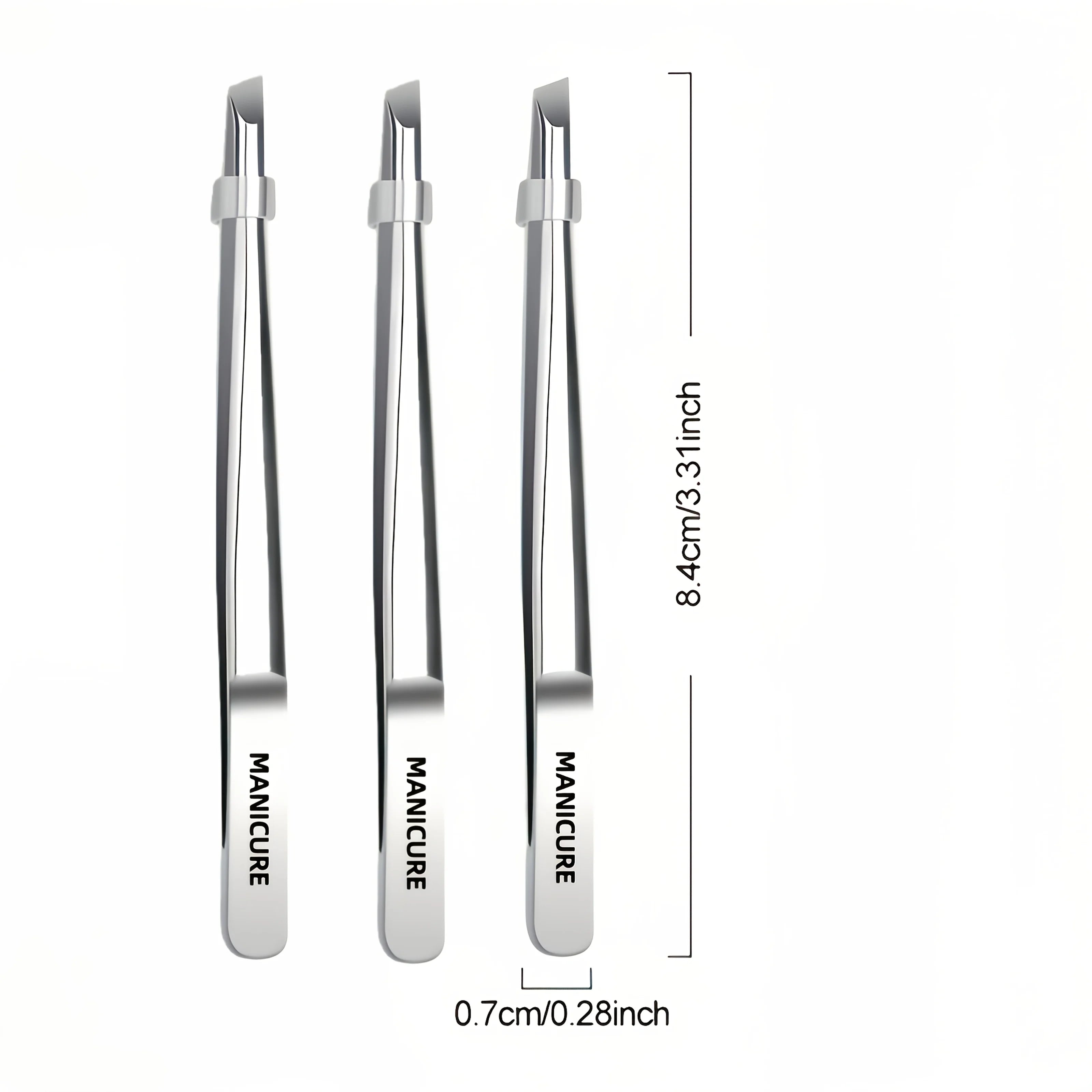 Stainless Steel Slant Tip Tweezers Suitable for Eyebrow Mustache &