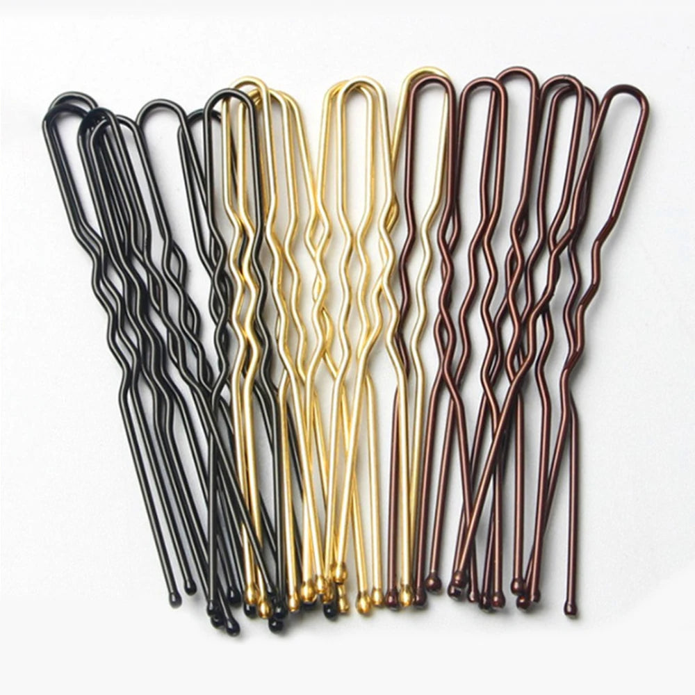 50pcs Women Girls U Shaped Hairpins For Bun Metal Hairdressing Bobby
