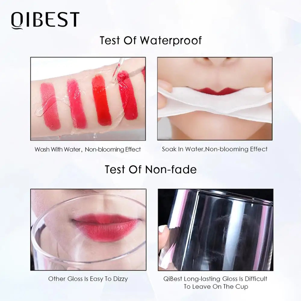QIBEST Brand 34 Colors Liquid Lipstick Waterproof Matte Nude Lipstick