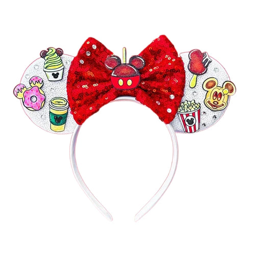 2023 New Style Mickey Minnie Ear Headband Sequin Bows Girl Adult Kids