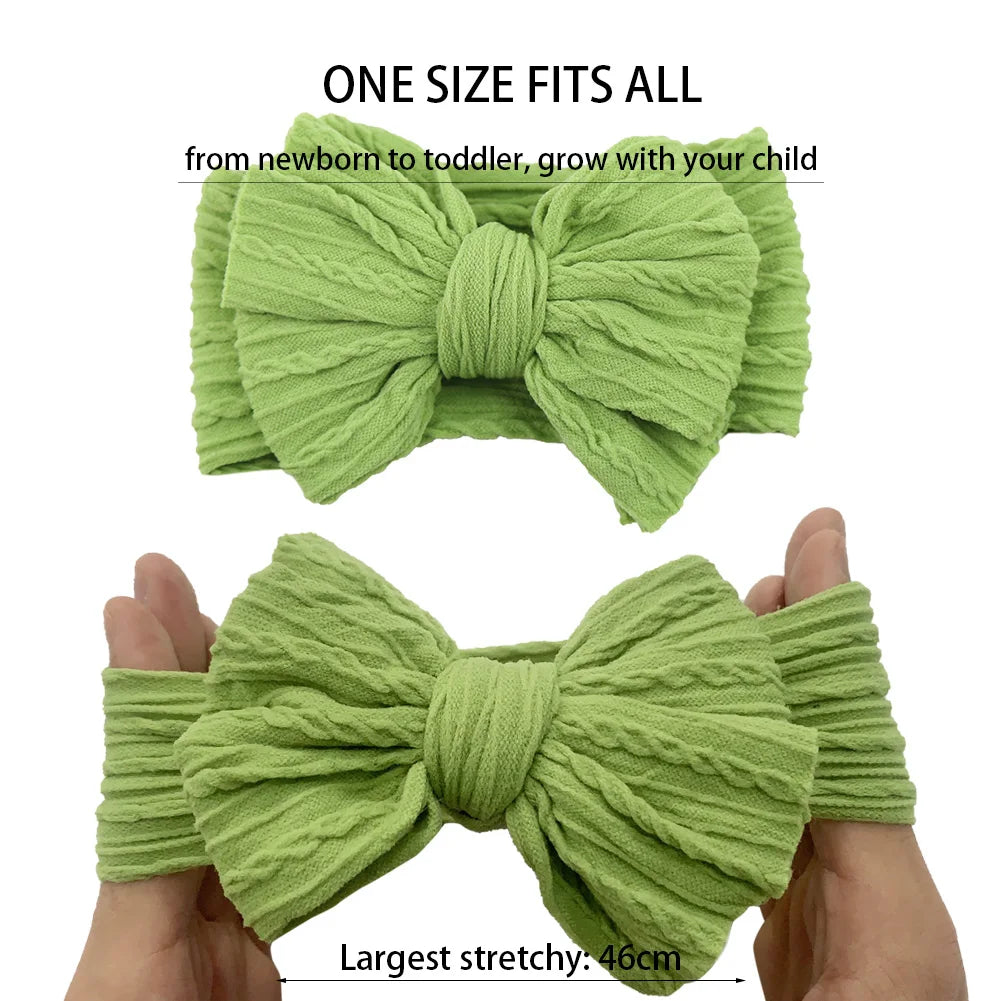 Solid Cable Bows Baby Headbands for Child Nylon Layers Kids Elastic