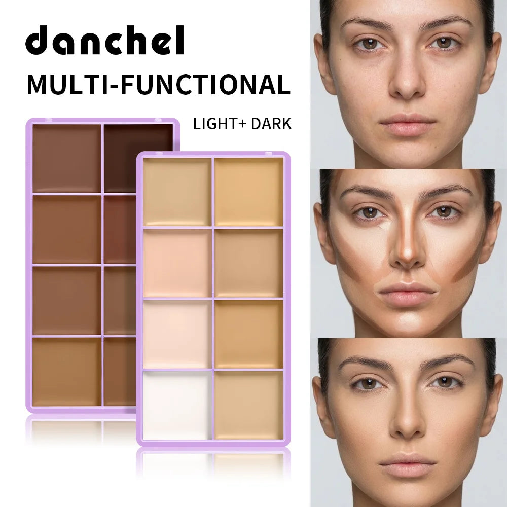 8 Shade Soft Matte Cream Concealer Palette Full Coverage Fade Dark