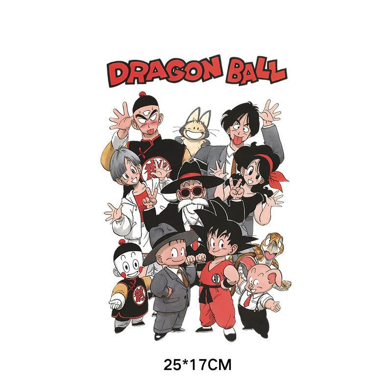 2pcs Cartoon Anime Dragon Ball Iron-on Patches Washable Kid T-Shirts DIY Decoration Cartoon Girl Clothes Bag Applique Gifts