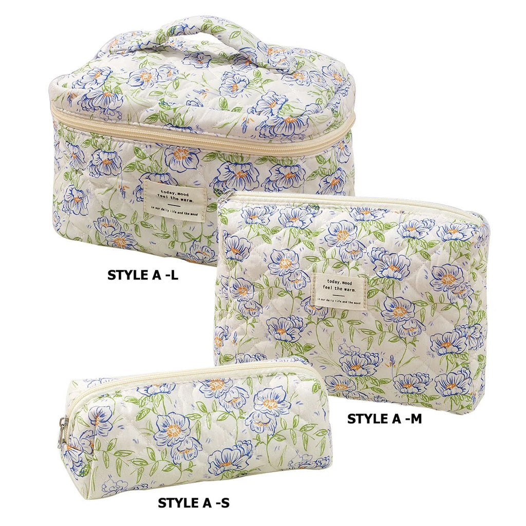 1pcs Cute Quilted Cotton Makeup Bag Women Zipper Cosmetic Organizer Cloth Handbag Box Shape Portable Toiletry Case for Girls