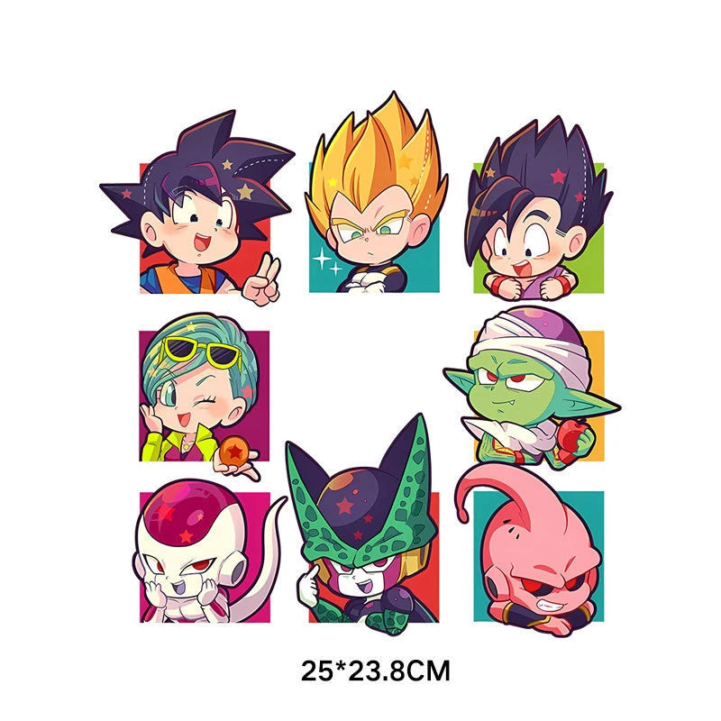 2pcs Cartoon Anime Dragon Ball Iron-on Patches Washable Kid T-Shirts DIY Decoration Cartoon Girl Clothes Bag Applique Gifts