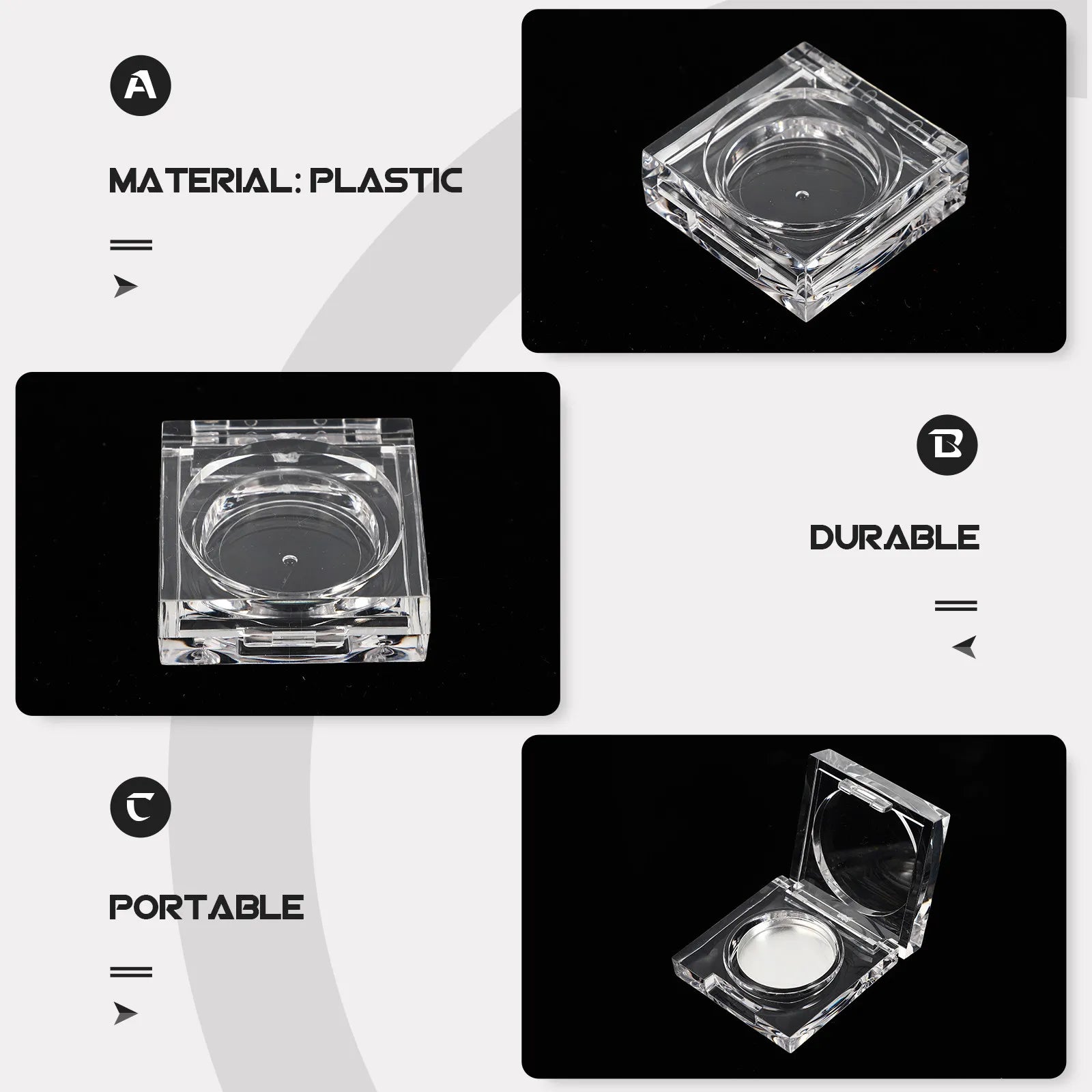 6Pcs Empty Eyeshadow Blusher Containers Transparent Portable Storage Cases Compact Makeup Organizer Travel Refillable